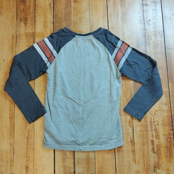 Black Dog Shirt Medium Raglan Long Sleeve Gray Orange Cotton Spring - Picture 6 of 6